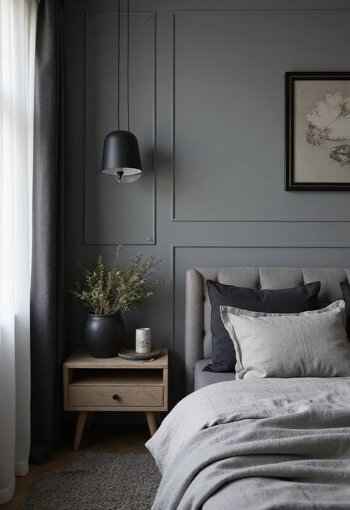 25 Gorgeous Grey Bedroom Color Schemes That’ll Inspire Your Next Redecorating Project! - 7. Classic Grey and Black Chic