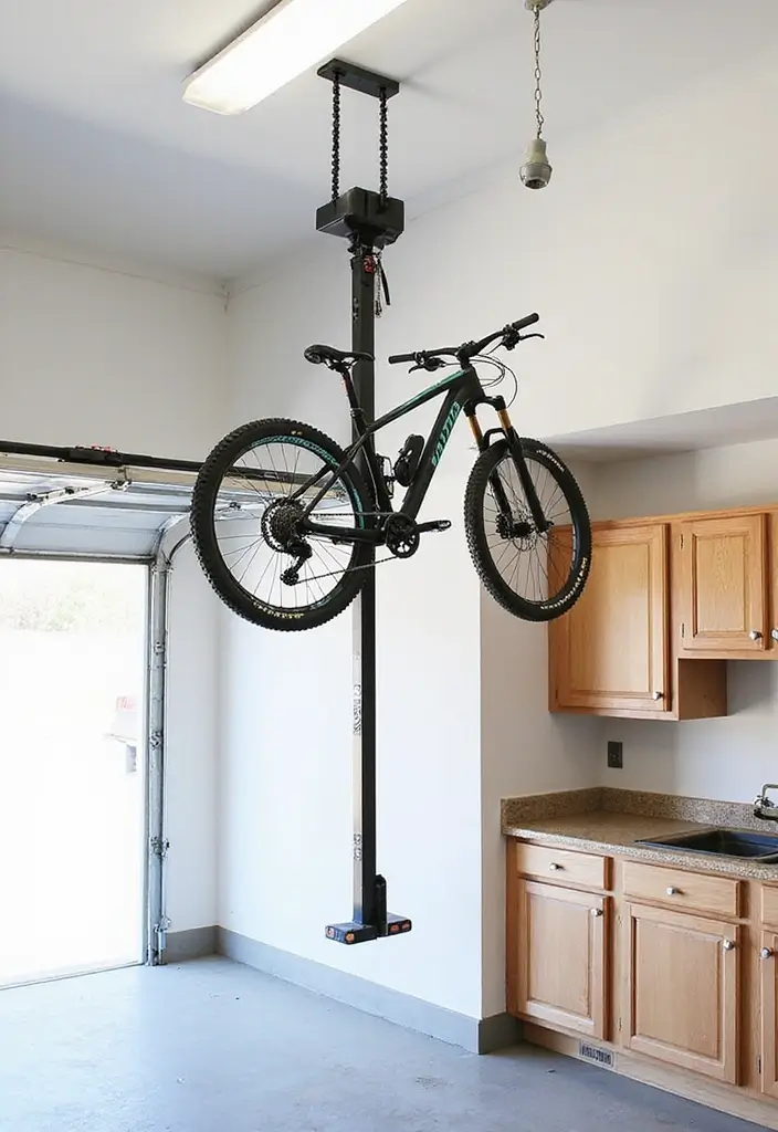7 Space-Saving Bike Storage Ideas That Will Free Up Your Yard (You’ll Love #3!) - 4. Bike Hoist System