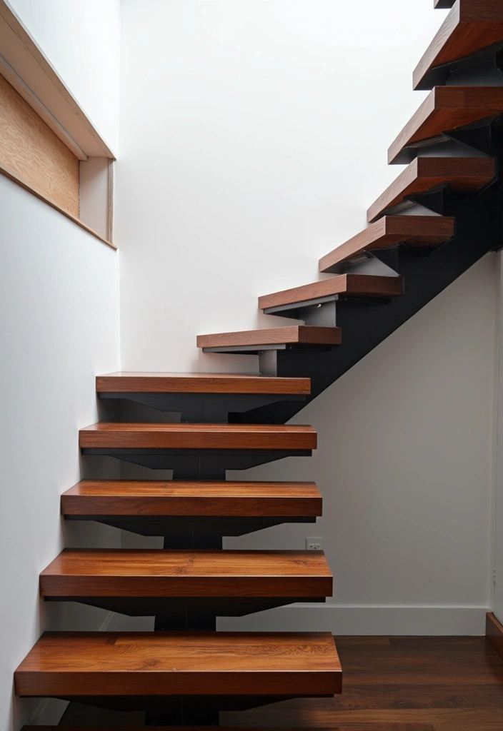 8 Eye-Catching Floating Staircases That Will Make Your Home Feel Like a Dream (Number 2 Will Blow Your Mind!) - 2. Bold Contrast