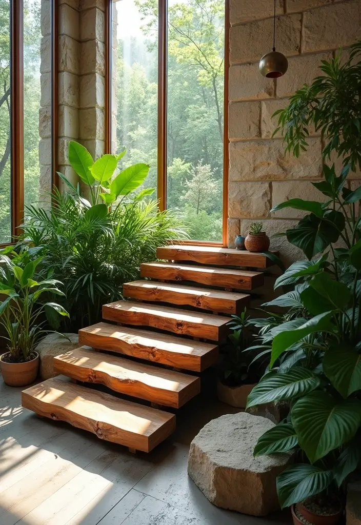 8 Eye-Catching Floating Staircases That Will Make Your Home Feel Like a Dream (Number 2 Will Blow Your Mind!) - 3. Nature-Inspired