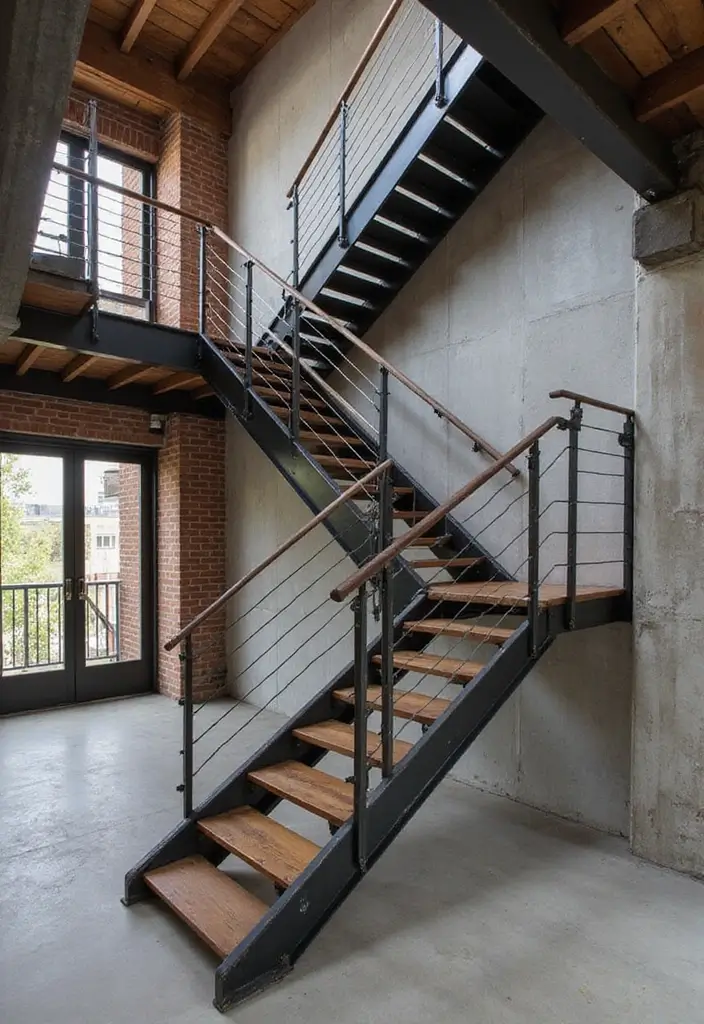 8 Eye-Catching Floating Staircases That Will Make Your Home Feel Like a Dream (Number 2 Will Blow Your Mind!) - 5. Industrial Edge